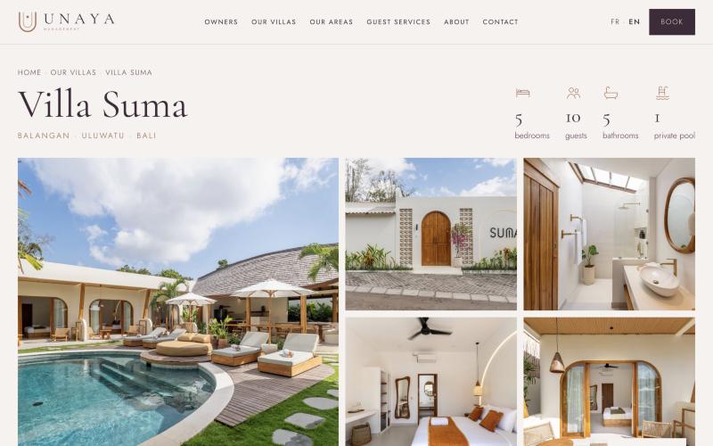 Exemple : le site de la Villa Suma réalisé par Unaya